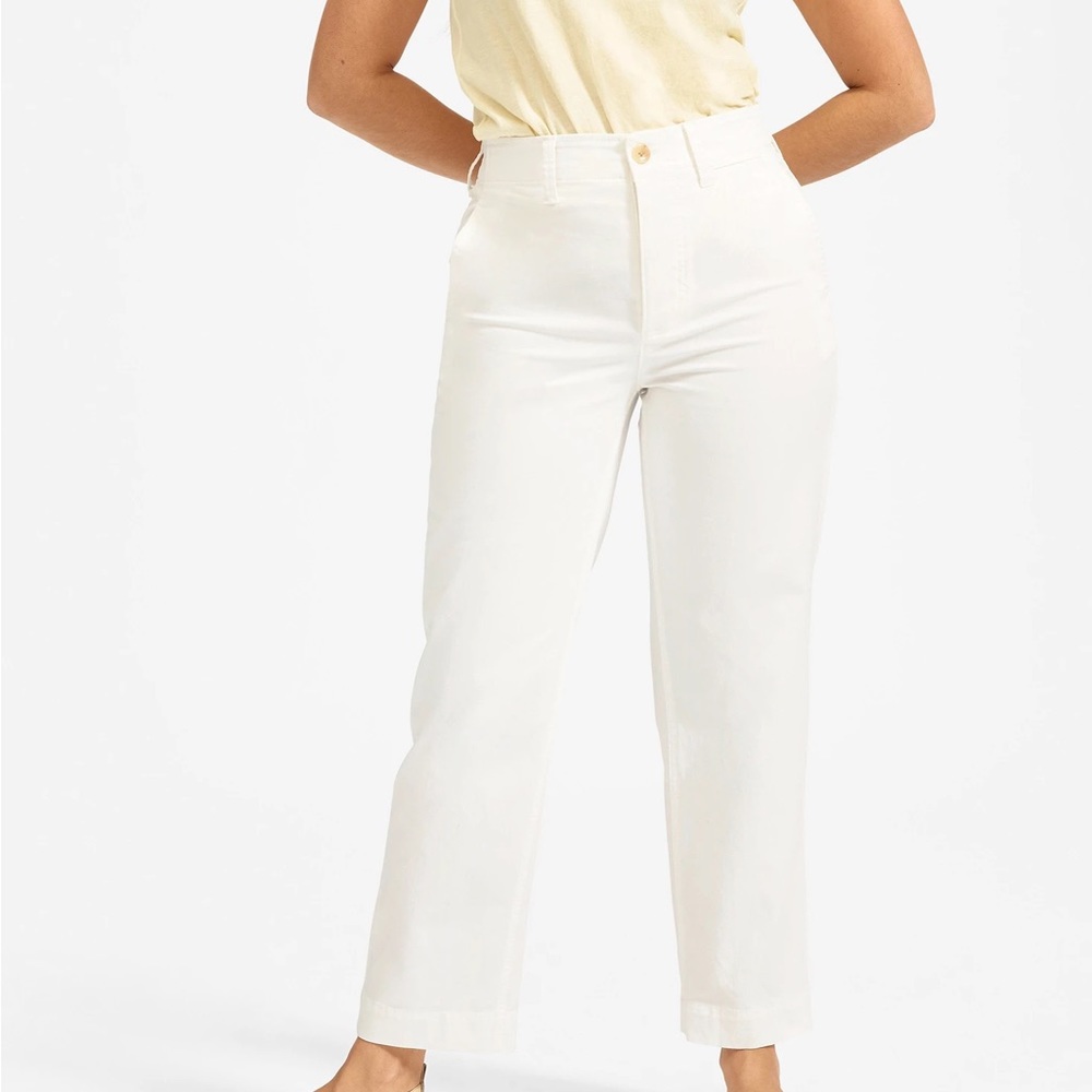 Everlane Relaxed High Waist Chino Sz 0 EUC White Button Fly Stretch Straight - Picture 2 of 16